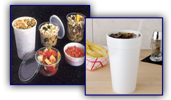 Beverage In a Foam Cup, Food In Plastic Containers